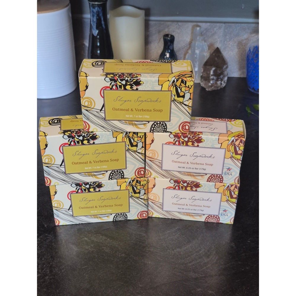 Shugar Soapworks Oatmeal Verbena Soap Lot Of 5 Bars Natural Vegan Made in USA